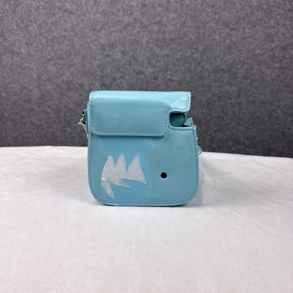 Fujifilm Instax Mini 8 9 Camera Case Faux Leather Light Blue Braided Strap